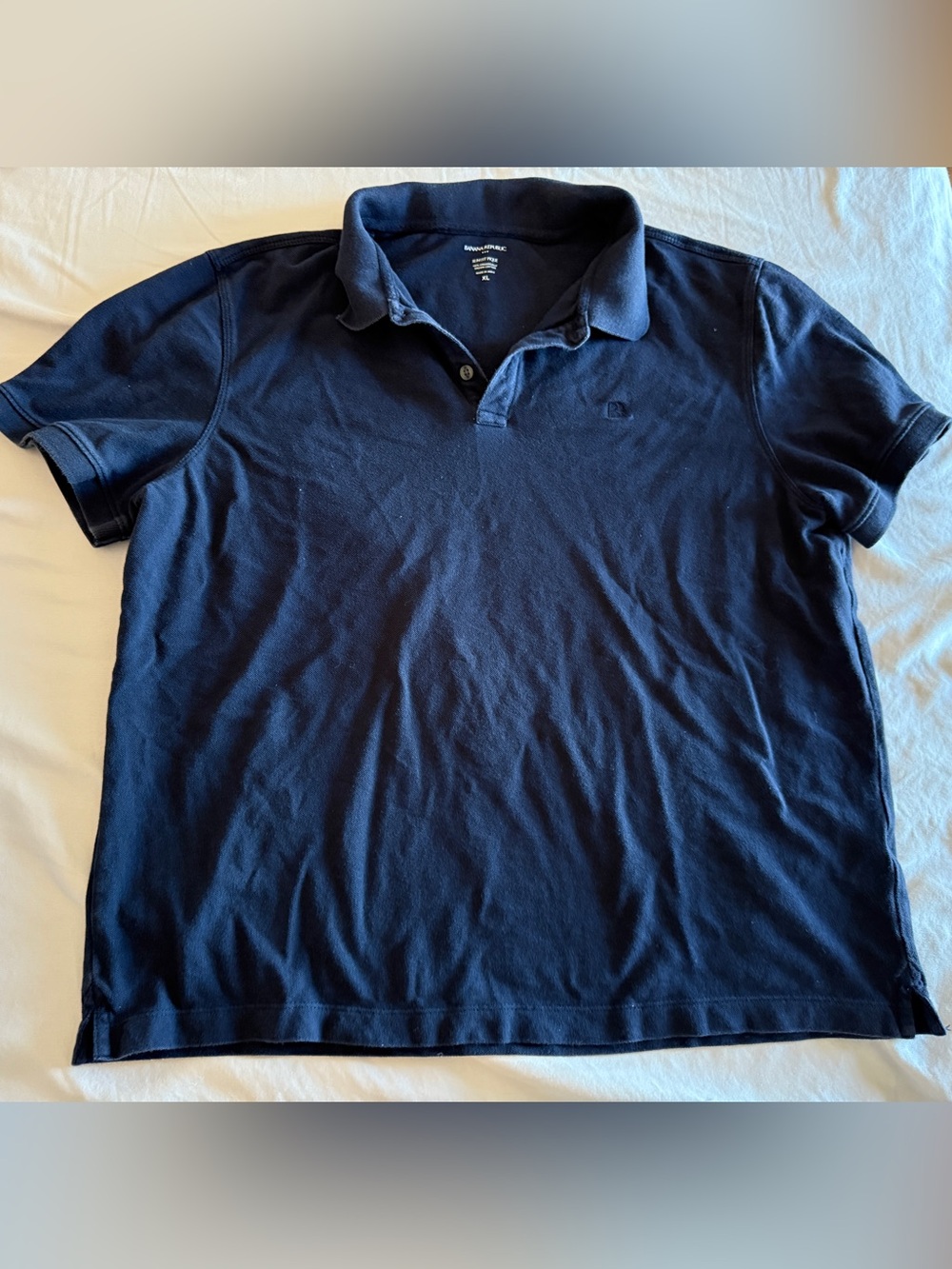 Banana Republic Men’s Slim Fit Piqué Polo Shirt Top Short Sleeve Navy Blue XL